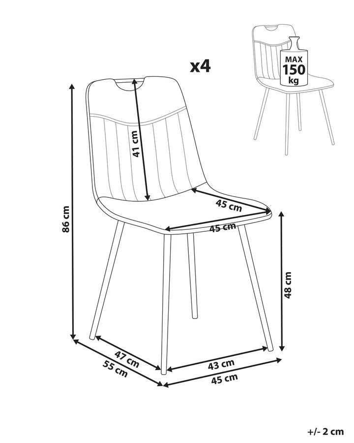 Set of 4 Dining Chairs Velvet Light Grey Helen