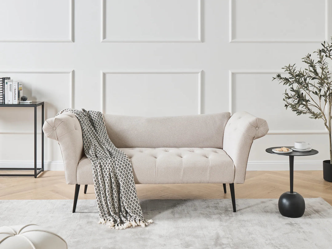 Chaise Longue Fabric Light Beige Braidon