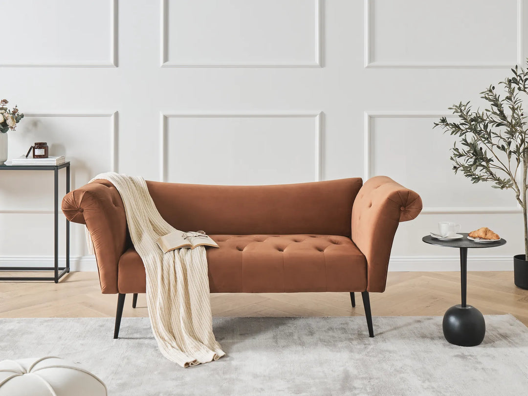 Chaise Longue Velvet Golden Brown Braidon