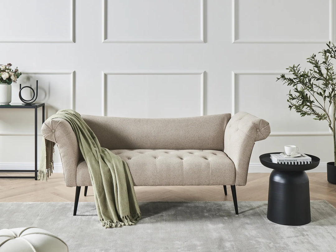 Chaise Longue Fabric Light Brown Braidon