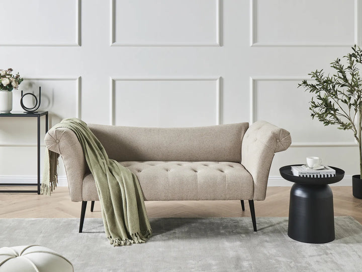 Chaise Longue Fabric Light Brown Braidon