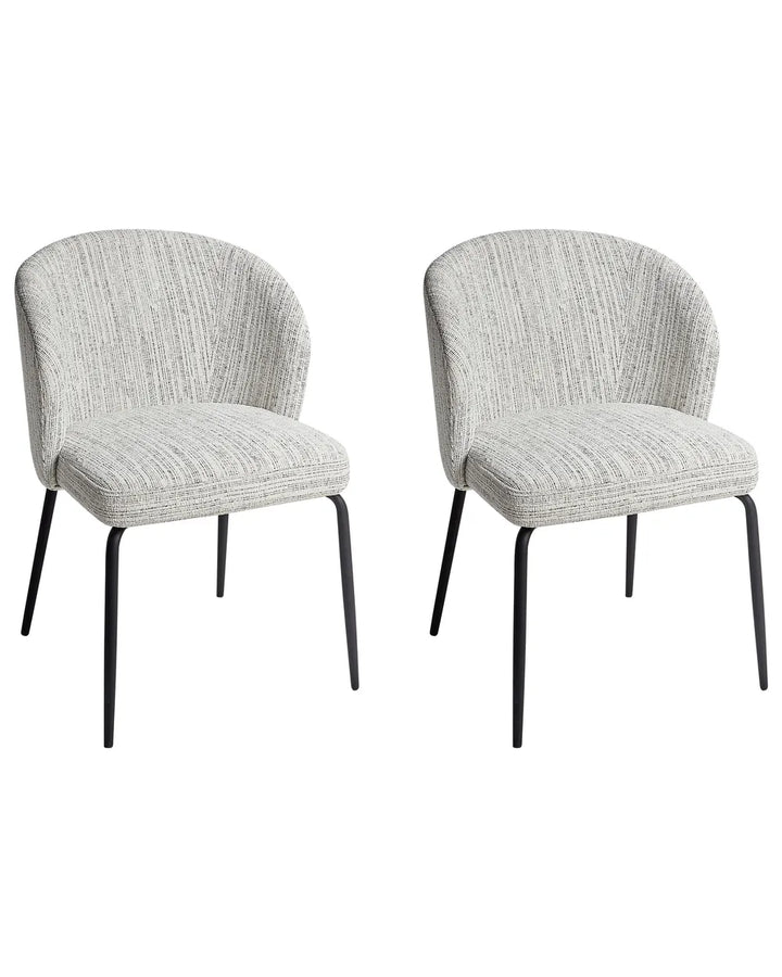 Set of 2 Dining Chairs Fabric White Venice