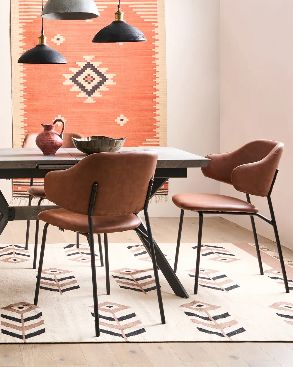 Set of 2 Dining Chairs Faux Leather Brown Ira