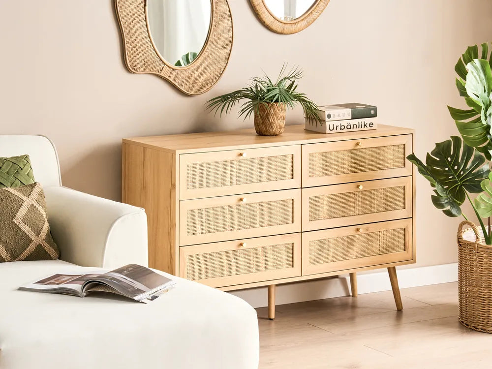 23/12/2025 6 Drawer Chest Light Brown of Functional Storage Space Varelo