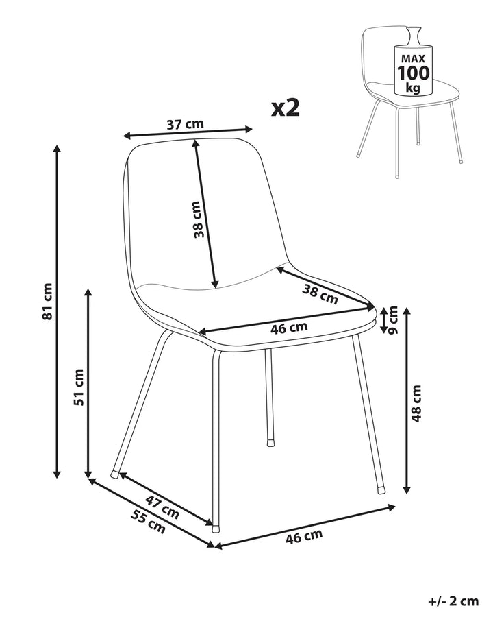 Set of 2 Dining Chairs Fabric Light Grey Fea
