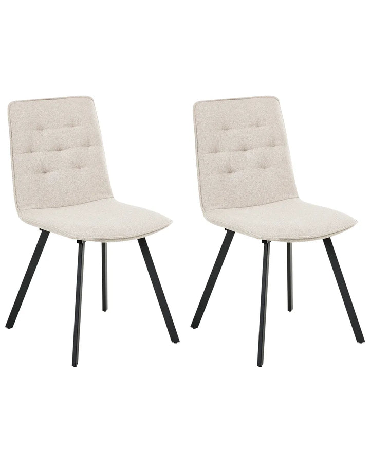Set of 2 Dining Chairs Fabric Beige Ingrid