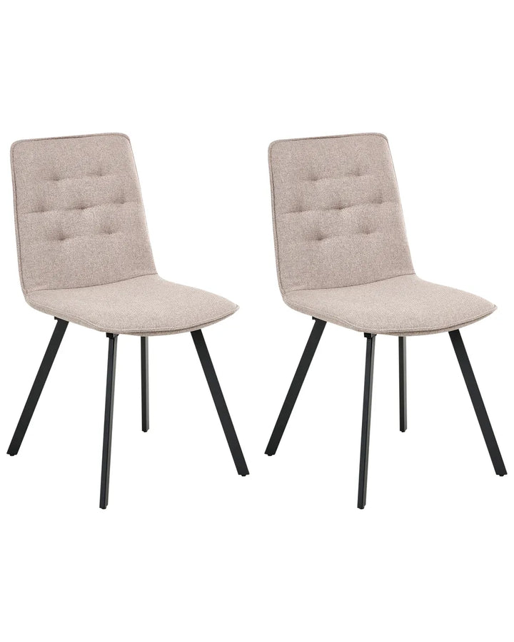 Set of 2 Dining Chairs Fabric Light Brown Ingrid
