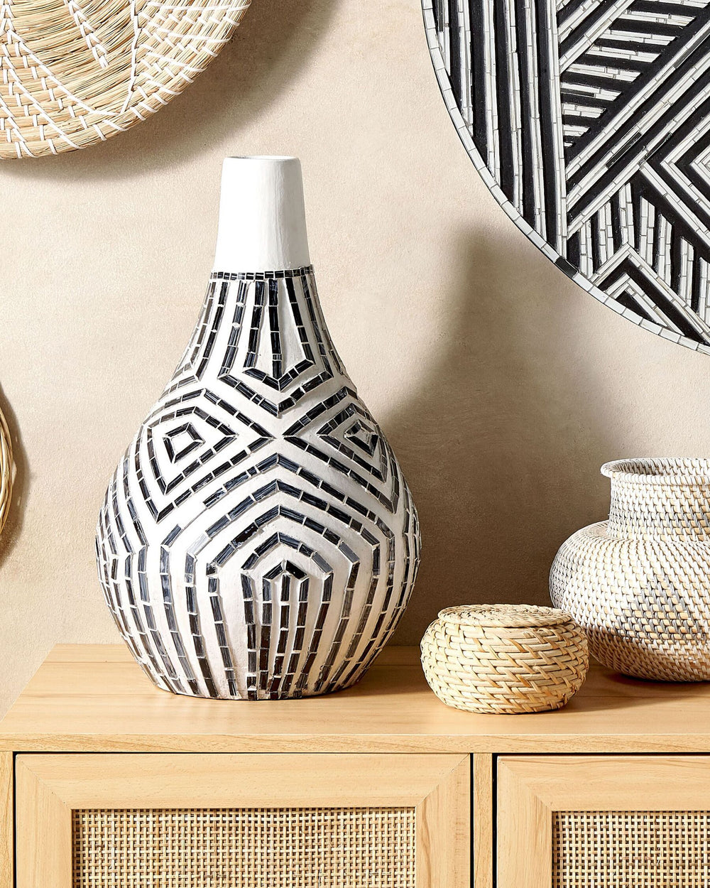 Ombilin Decorative Vase Ceramic 50 cm White