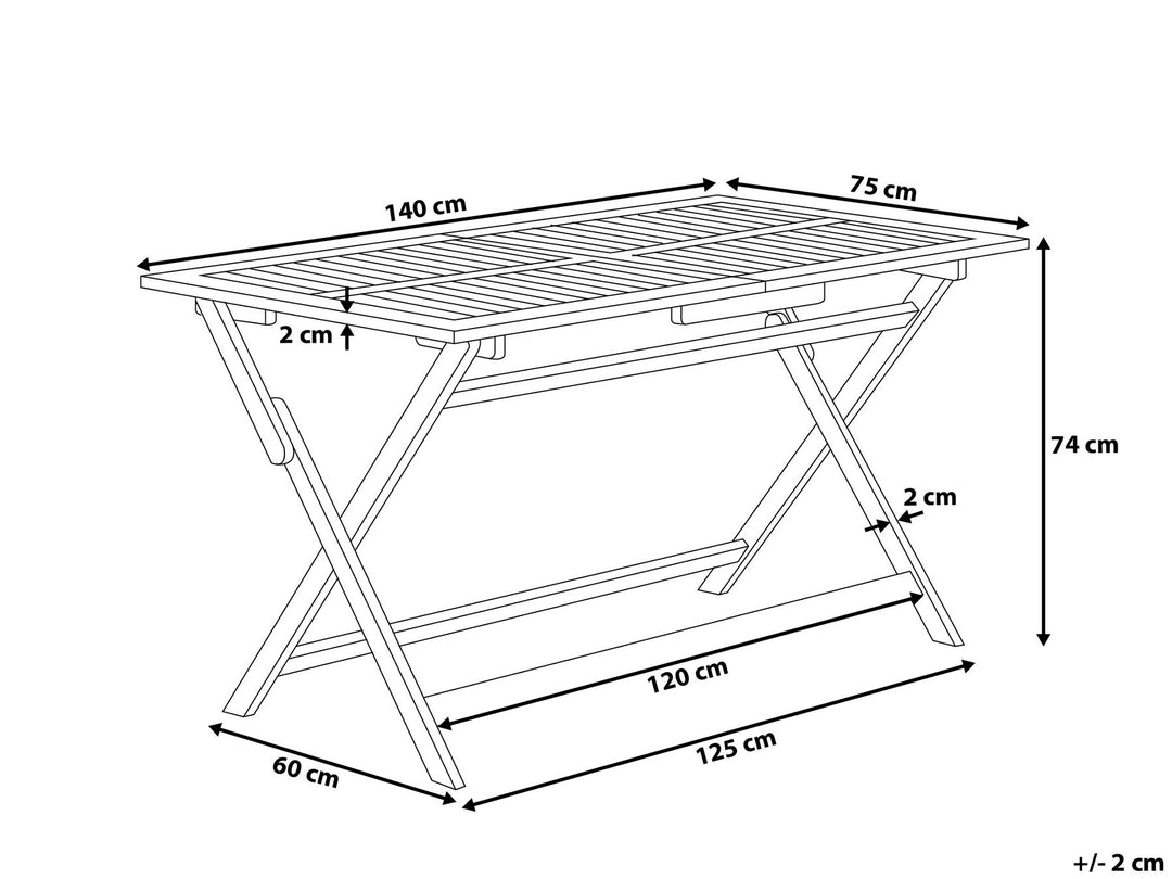 Cento Garden Dining Table  140 cm 75 cm Acacia Wood Brown