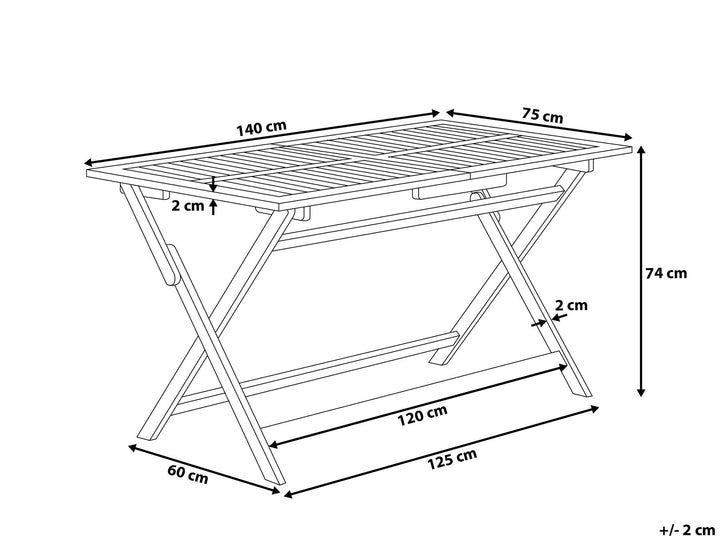 Cento Garden Dining Table  140 cm 75 cm Acacia Wood Brown