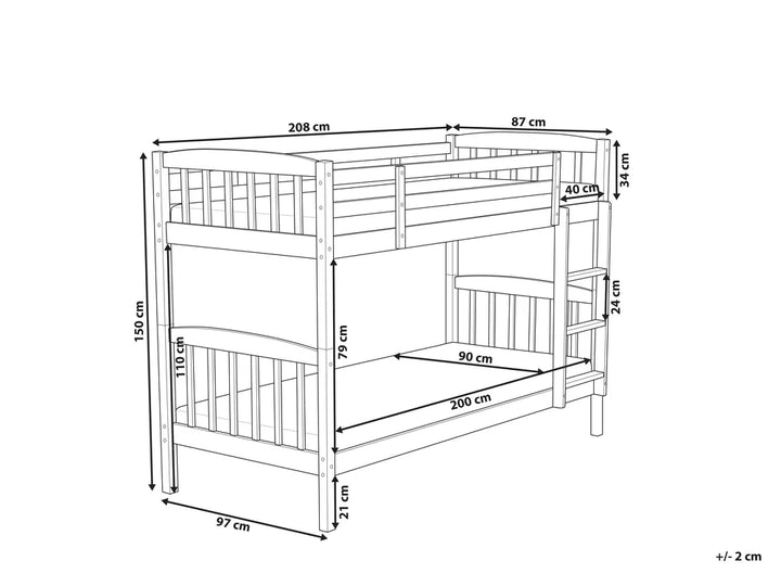 Bunk Bed with Drawers Pine Wood 90 x 200 cm (EU Single) Light Brown Zacek
