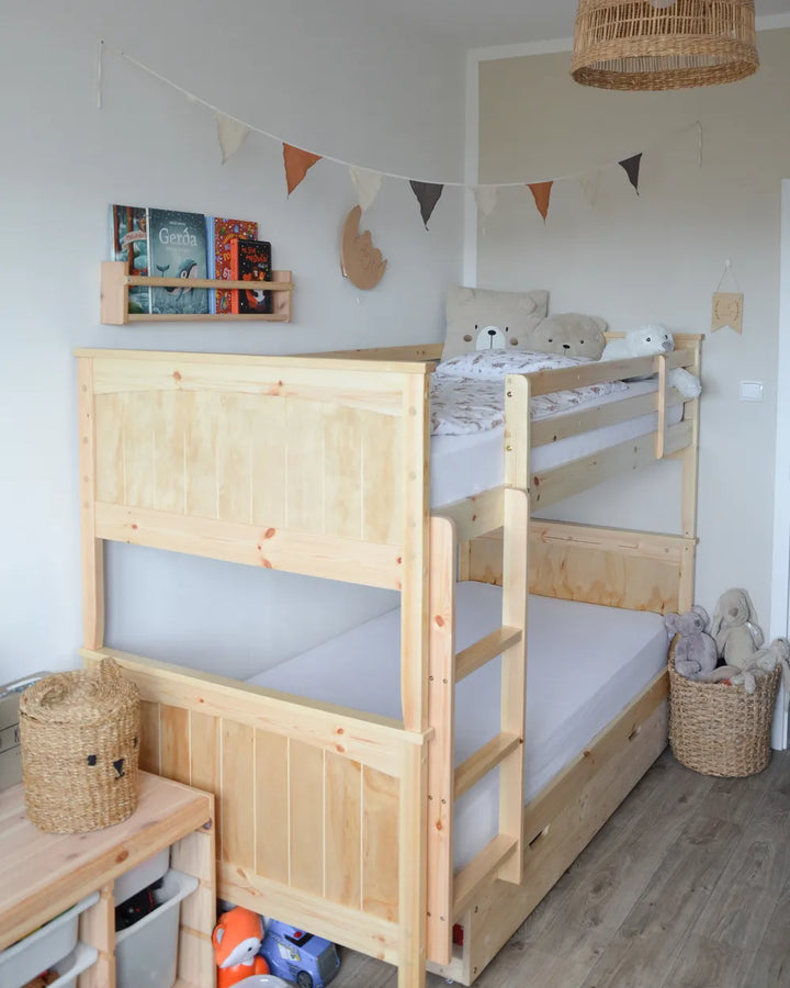 Bunk Bed with Drawers Pine Wood 90 x 200 cm (EU Single) Light Brown Zacek