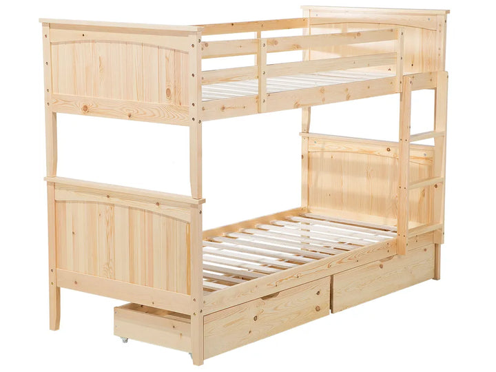Bunk Bed with Drawers Pine Wood 90 x 200 cm (EU Single) Light Brown Zacek