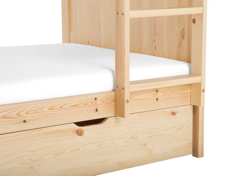 Bunk Bed with Drawers Pine Wood 90 x 200 cm (EU Single) Light Brown Zacek