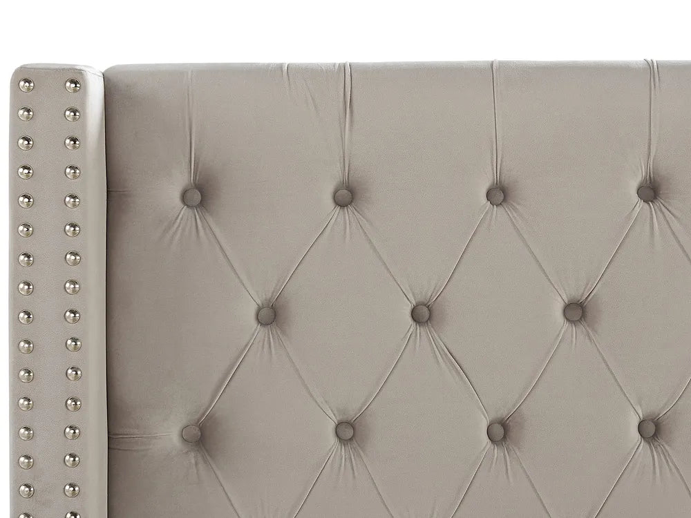 Bed Velvet 180 x 200 cm (EU Super King) Light Grey Harlow