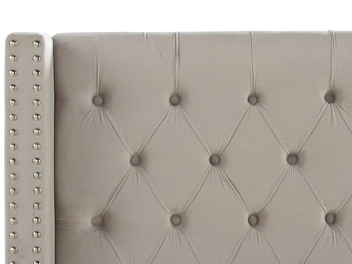 Bed Velvet 180 x 200 cm (EU Super King) Light Grey Harlow