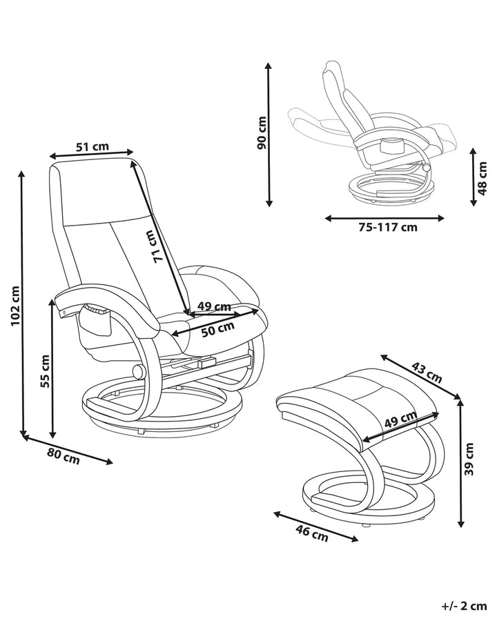 Massage Chair with Footstool Fabric Light Beige Arliana