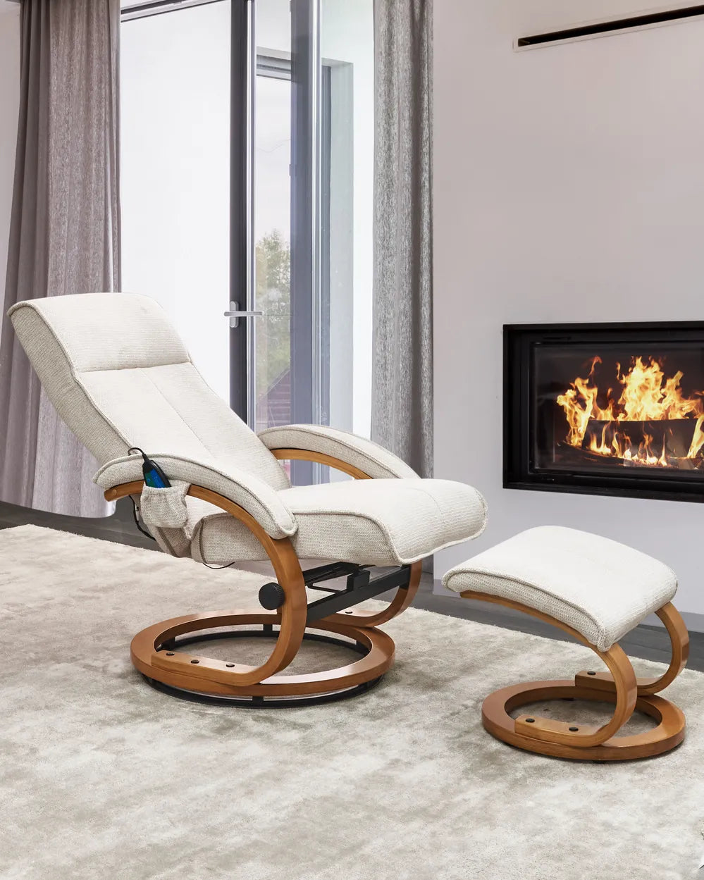 Massage Chair with Footstool Fabric Light Beige Arliana