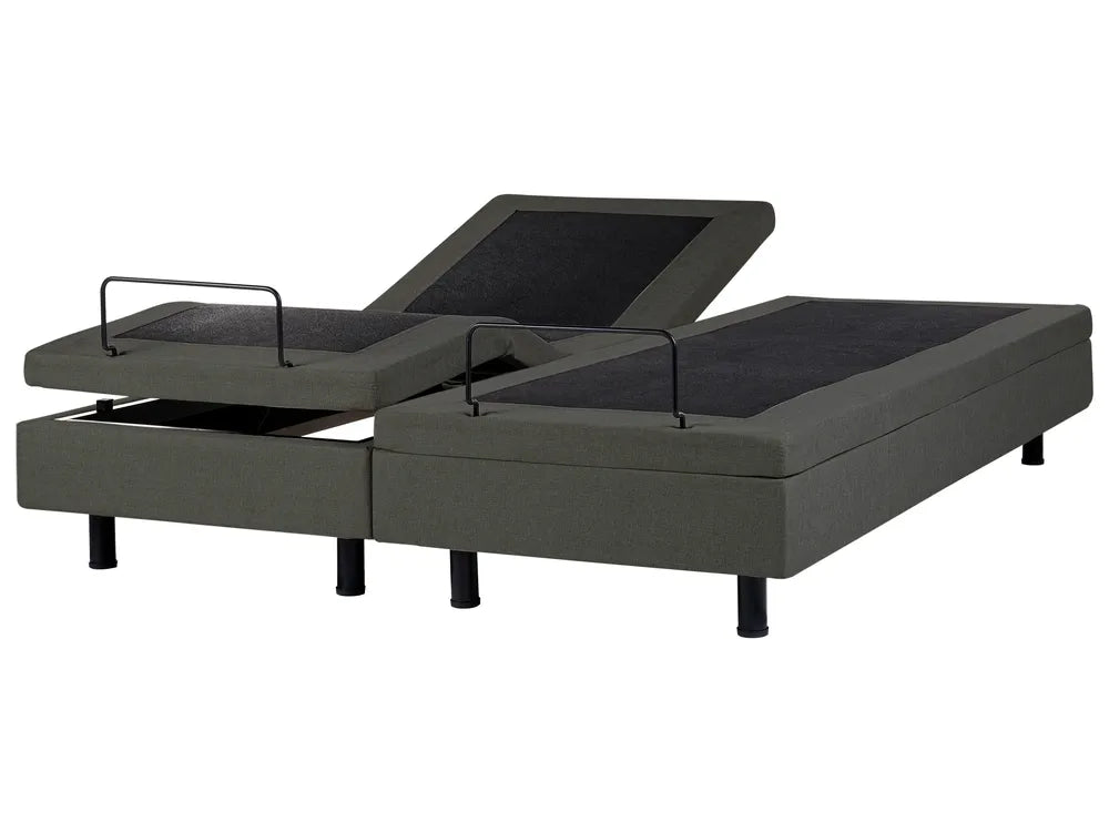 Gray adjustable bed base on a white background