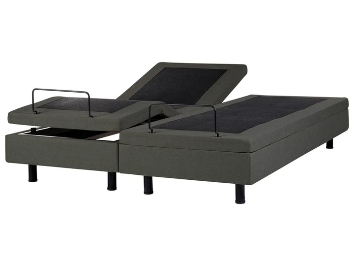 Gray adjustable bed base on a white background