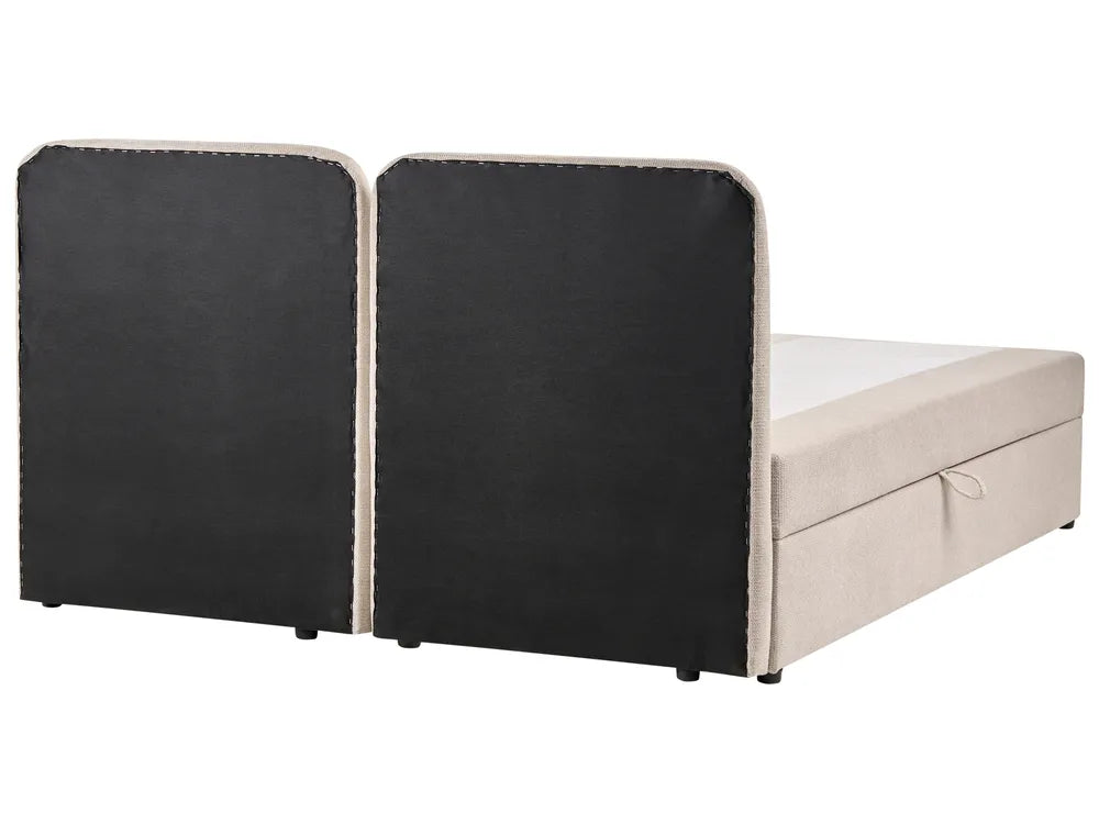 Divan Bed with Storage Fabric 180 x 200 cm (EU Super King) Light Beige Gurtha