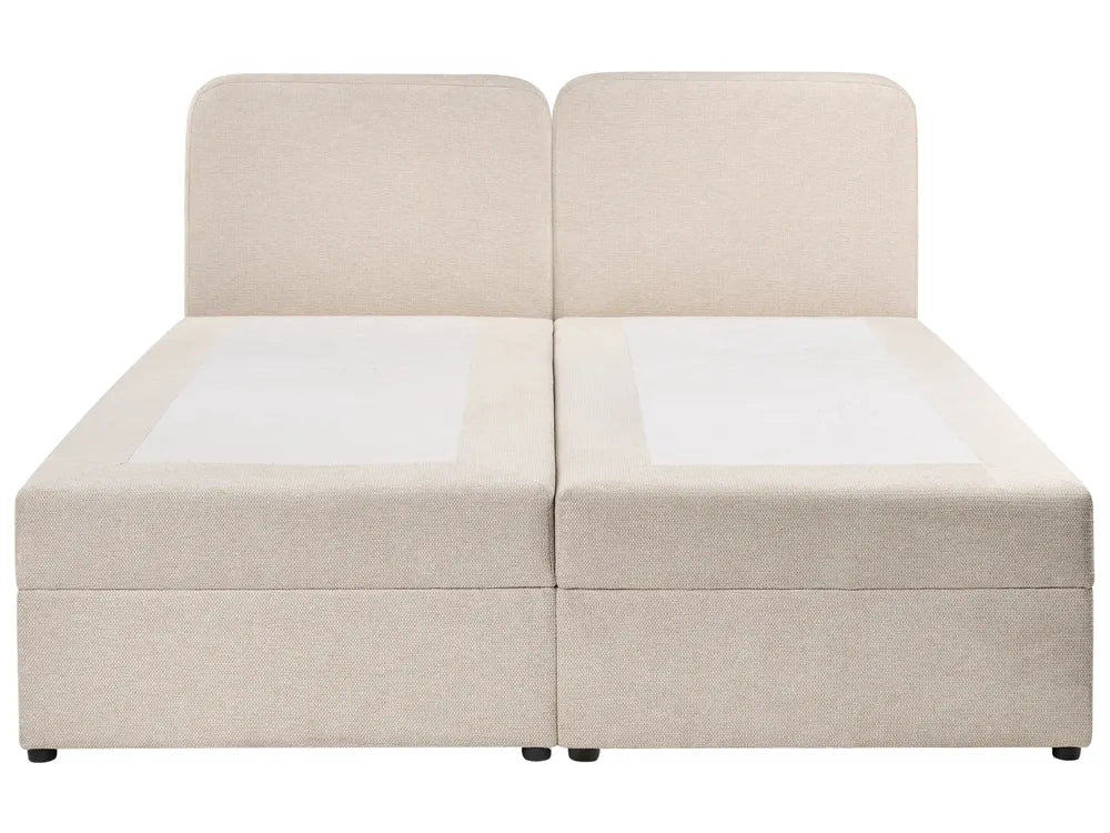 Divan Bed with Storage Fabric 180 x 200 cm (EU Super King) Light Beige Gurtha
