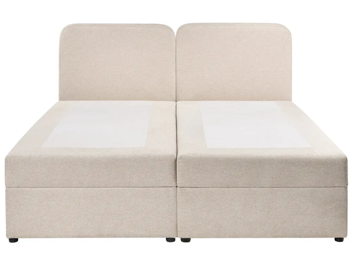 Divan Bed with Storage Fabric 180 x 200 cm (EU Super King) Light Beige Gurtha