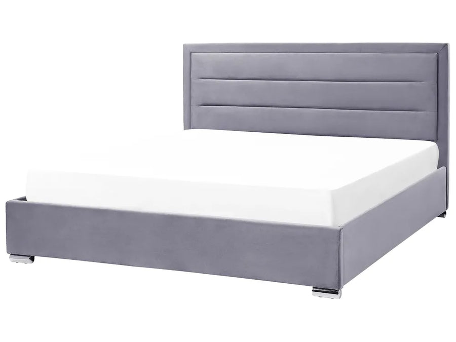Dark grey velvet EU super king ottoman bed