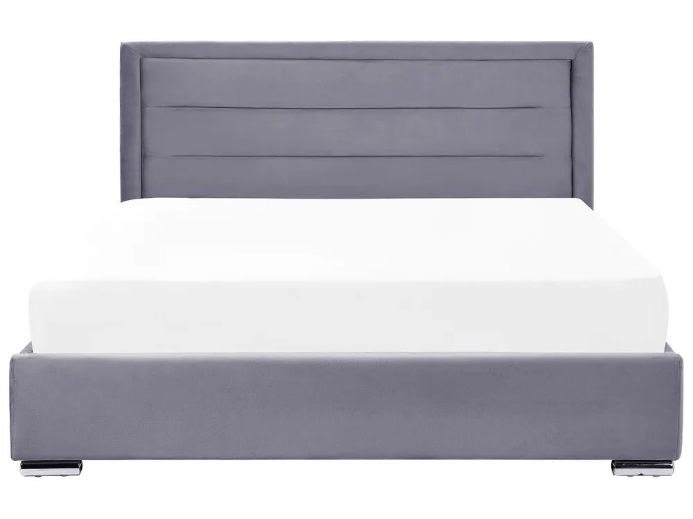 Luxury dark grey velvet ottoman storage bed