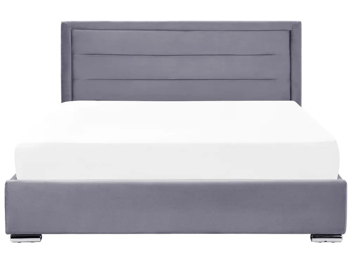 Luxury dark grey velvet ottoman storage bed