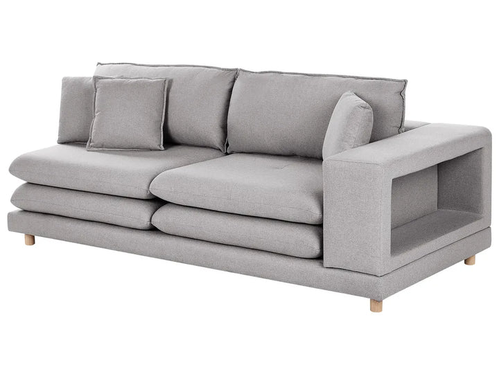 Sofa 2 Seater Fabric Grey with Ottoman Ellard