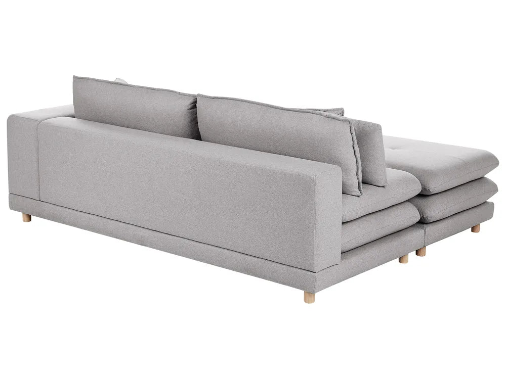 Sofa 2 Seater Fabric Grey with Ottoman Ellard