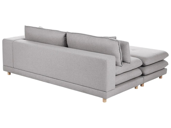 Sofa 2 Seater Fabric Grey with Ottoman Ellard