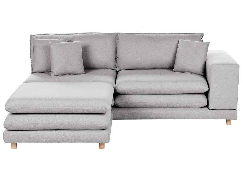 Sofa 2 Seater Fabric Grey with Ottoman Ellard