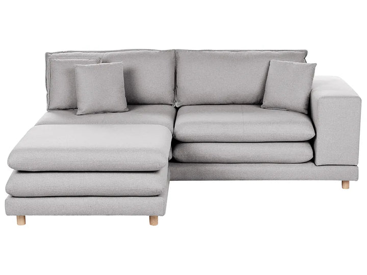Sofa 2 Seater Fabric Grey with Ottoman Ellard