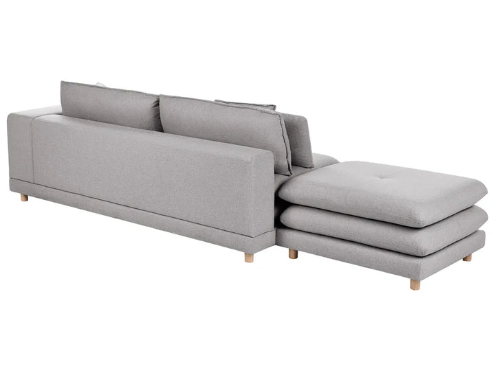 Sofa 2 Seater Fabric Grey with Ottoman Ellard
