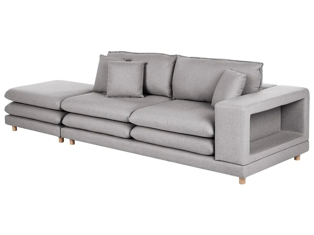 Sofa 2 Seater Fabric Grey with Ottoman Ellard