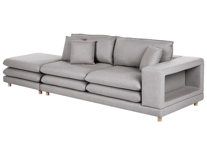 Sofa 2 Seater Fabric Grey with Ottoman Ellard