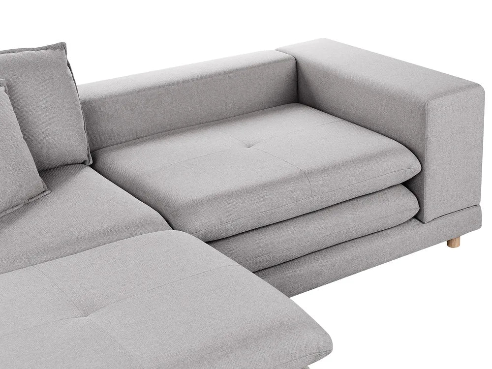 Sofa 2 Seater Fabric Grey with Ottoman Ellard
