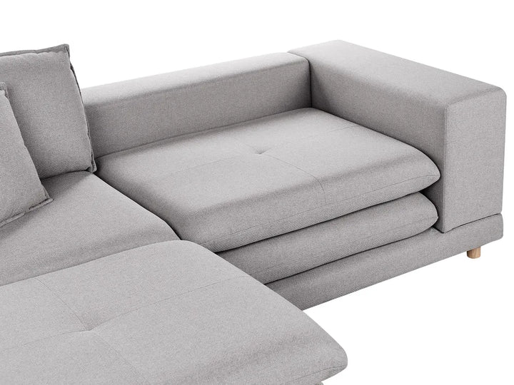 Sofa 2 Seater Fabric Grey with Ottoman Ellard
