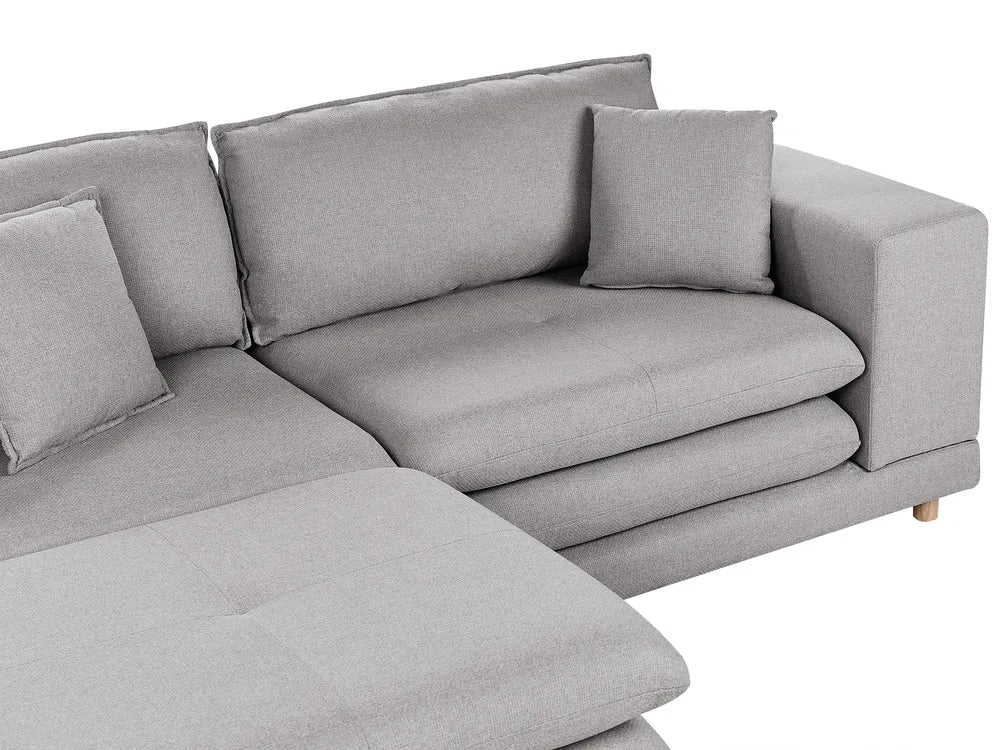 Sofa 2 Seater Fabric Grey with Ottoman Ellard
