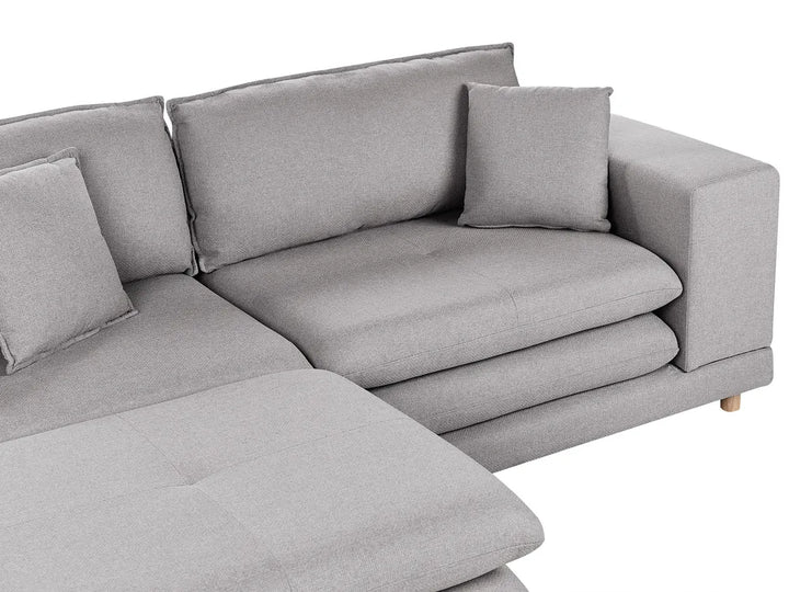 Sofa 2 Seater Fabric Grey with Ottoman Ellard