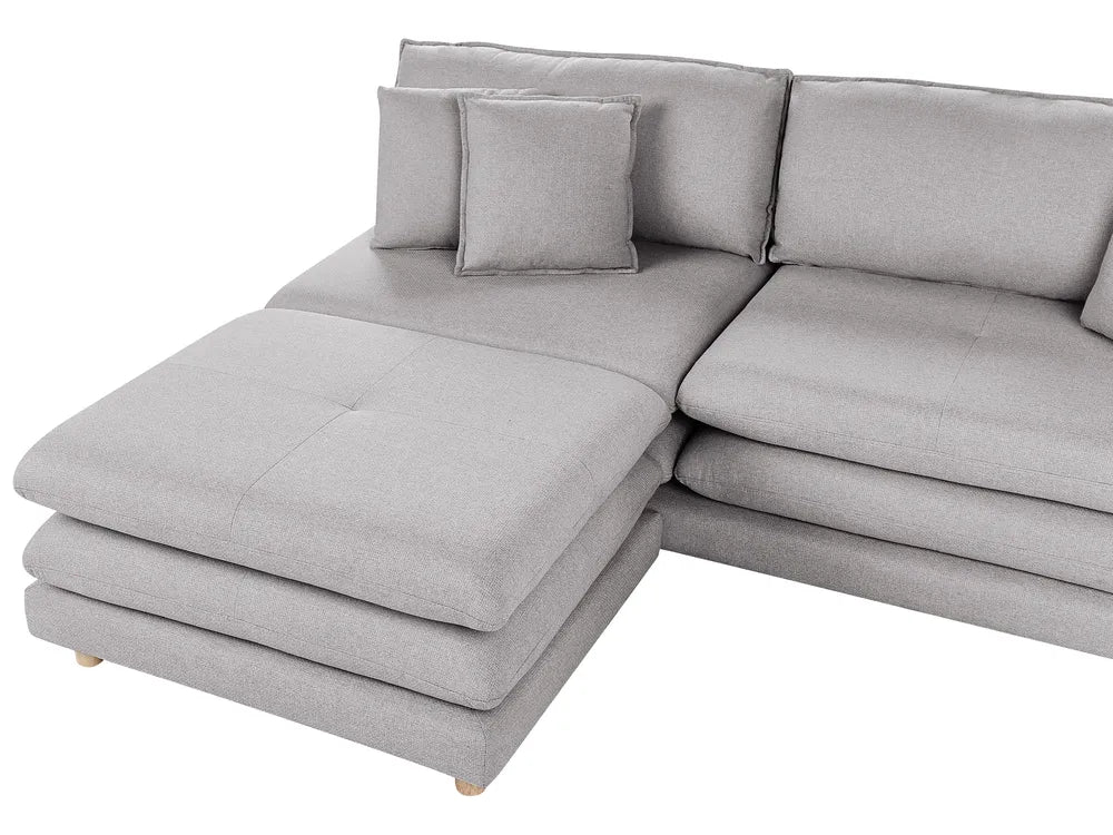 Sofa 2 Seater Fabric Grey with Ottoman Ellard