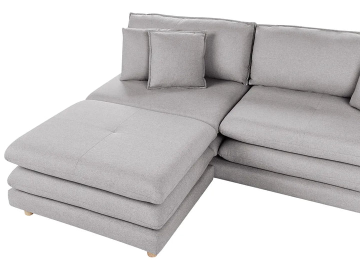 Sofa 2 Seater Fabric Grey with Ottoman Ellard