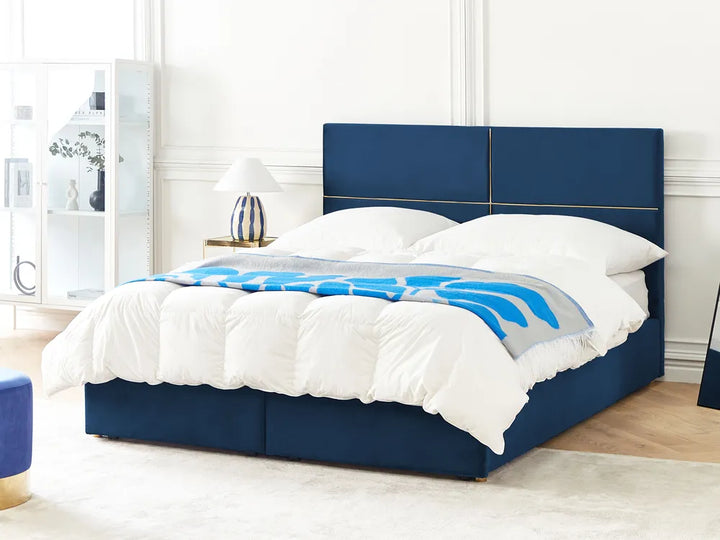 Ottoman Bed Velvet 180 x 200 cm (EU Super King) Navy Blue Clerise
