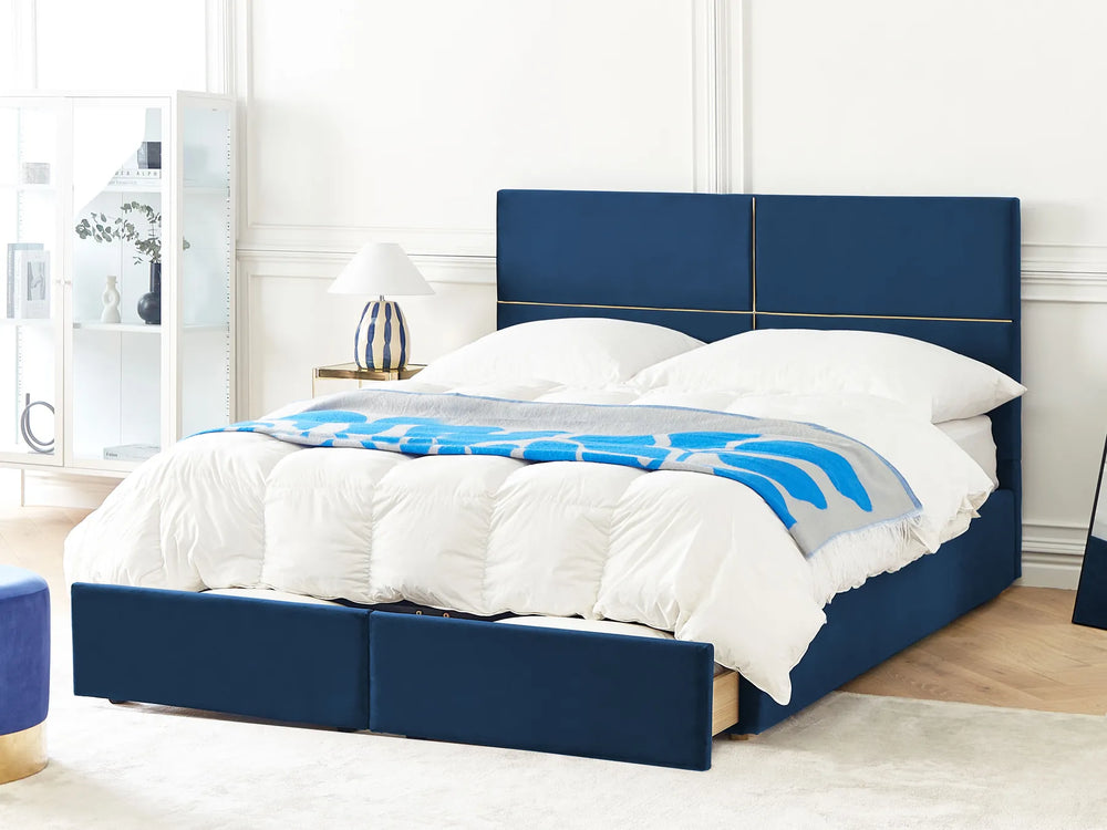 Super king velvet bed with lift storage and front drawers
