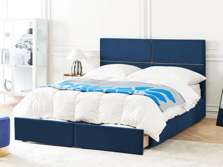 Super king velvet bed with lift storage and front drawers