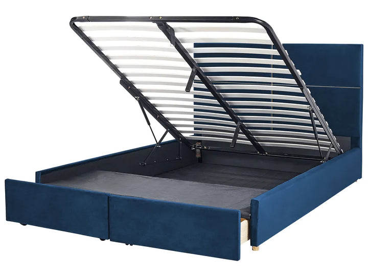 Ottoman Bed Velvet 180 x 200 cm (EU Super King) Navy Blue Clerise