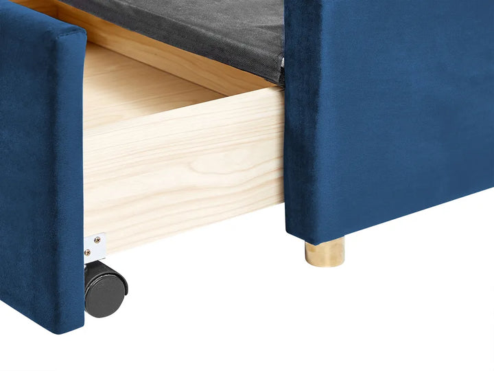 Ottoman Bed Velvet 180 x 200 cm (EU Super King) Navy Blue Clerise