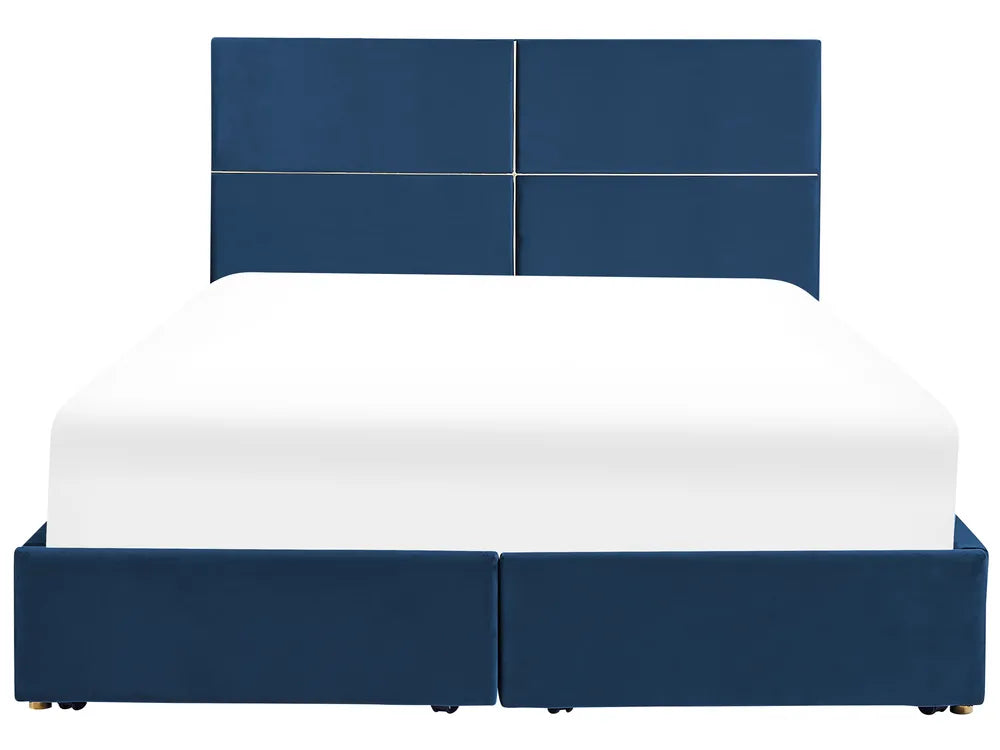 Ottoman Bed Velvet 180 x 200 cm (EU Super King) Navy Blue Clerise